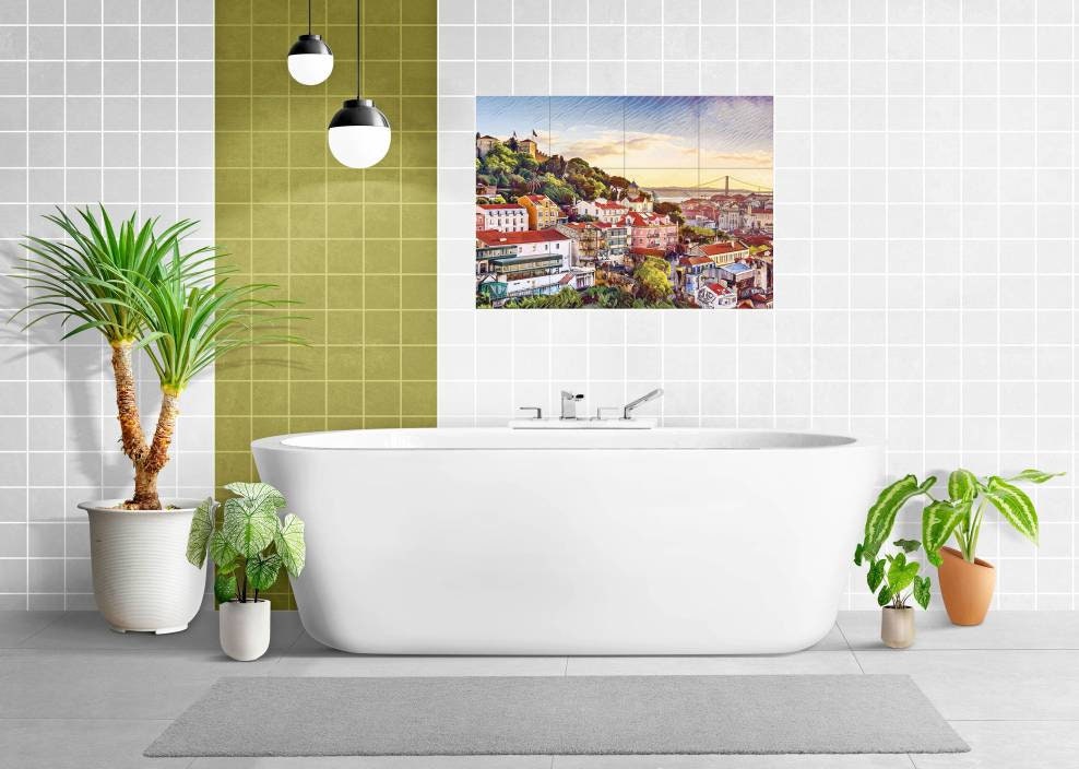 Tile Mural/Mosaic Ceramic Panel of Lisbon - Portugal- Lisbon wall print - Portugal Wall Art - Tile Mural - Gloss Tiles - Tile Mosaic