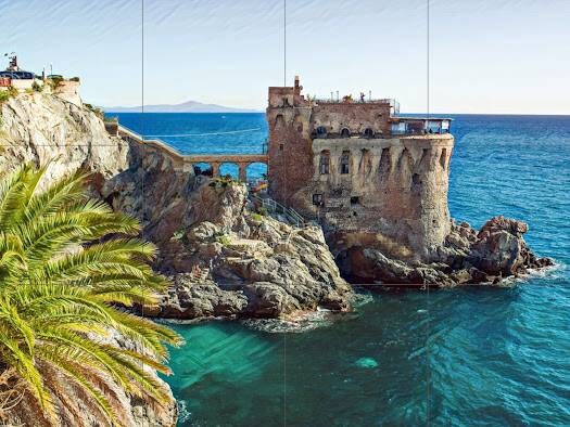 Tile Mural/Mosaic Ceramic Panel of Maiori Amalfi Coast - Torre Normanna print - Maiori wall print - Tile Mural - Gloss Tiles - Tile Mosaic