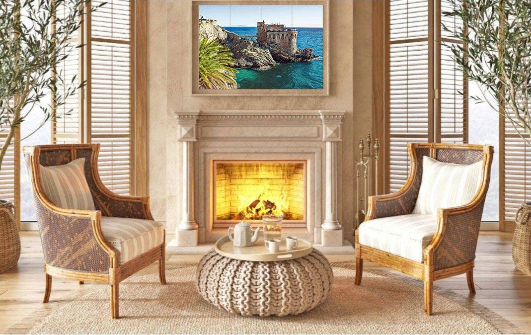 Tile Mural/Mosaic Ceramic Panel of Maiori Amalfi Coast - Torre Normanna print - Maiori wall print - Tile Mural - Gloss Tiles - Tile Mosaic