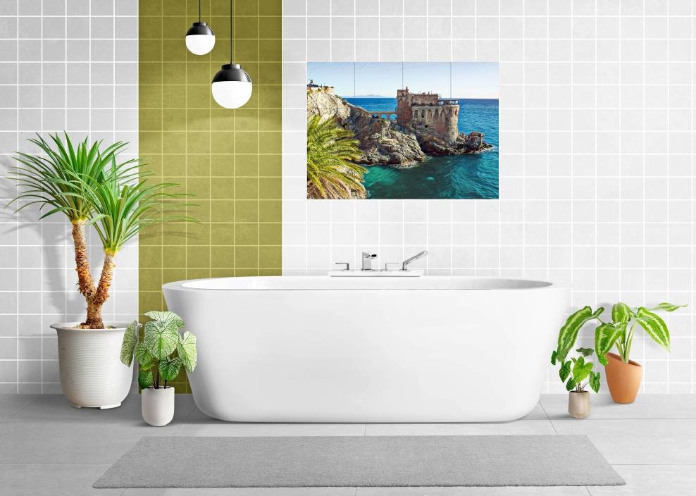 Tile Mural/Mosaic Ceramic Panel of Maiori Amalfi Coast - Torre Normanna print - Maiori wall print - Tile Mural - Gloss Tiles - Tile Mosaic