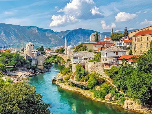 Tile Mural/Mosaic Ceramic Panel of Mostar Bosnia and Herzegovina - Mostar Wall Print - Mostar art - Tile Mural - Gloss Tiles -Tile Mosaic