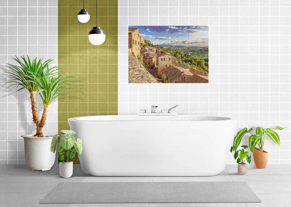 Tile Mural/Mosaic Ceramic Panel of Montepulciano Tuscany - Tuscany wall print - Montepulciano print - Tile Mural - Gloss Tiles - Tile Mosaic