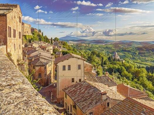 Tile Mural/Mosaic Ceramic Panel of Montepulciano Tuscany - Tuscany wall print - Montepulciano print - Tile Mural - Gloss Tiles - Tile Mosaic