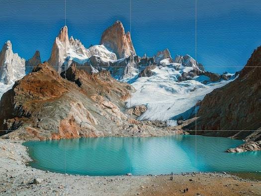 Tile Mural/Mosaic Ceramic Panel of Mount Fitzroy Patagonia - Patagonia print - Patagonia Wall art - Argentina print -Tile Mural -Gloss Tiles