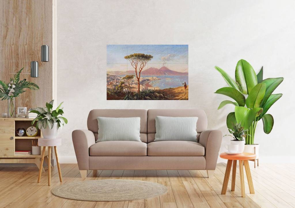 Tile Mural/Mosaic Ceramic Panel of Naples Mount Vesuvio - Italian Landscape - Naples Wall Art - Tile Mural - Gloss Tiles -Tile Mosaic