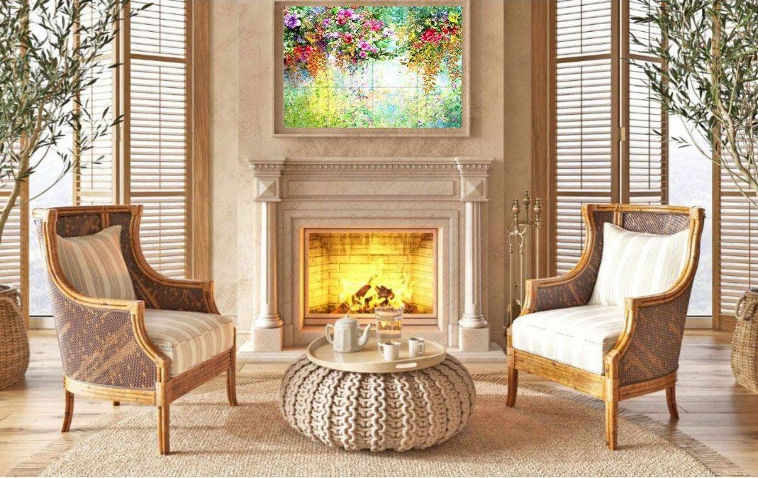 Tile Mural/Mosaic Ceramic of Flowers Watercolour Painting - Landscape Mural - Flower Wall Art - Floral Tile Mural -Gloss Tiles - Tile Mosaic