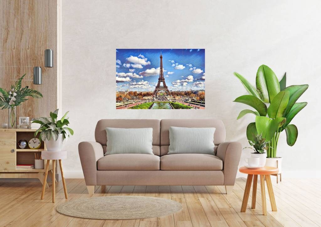 Tile Mural/Mosaic Ceramic Panel of Paris Tour Eiffel - Tour Eiffel print - Paris Wall Art - Paris print -Tile Mural - Tile Mosaic
