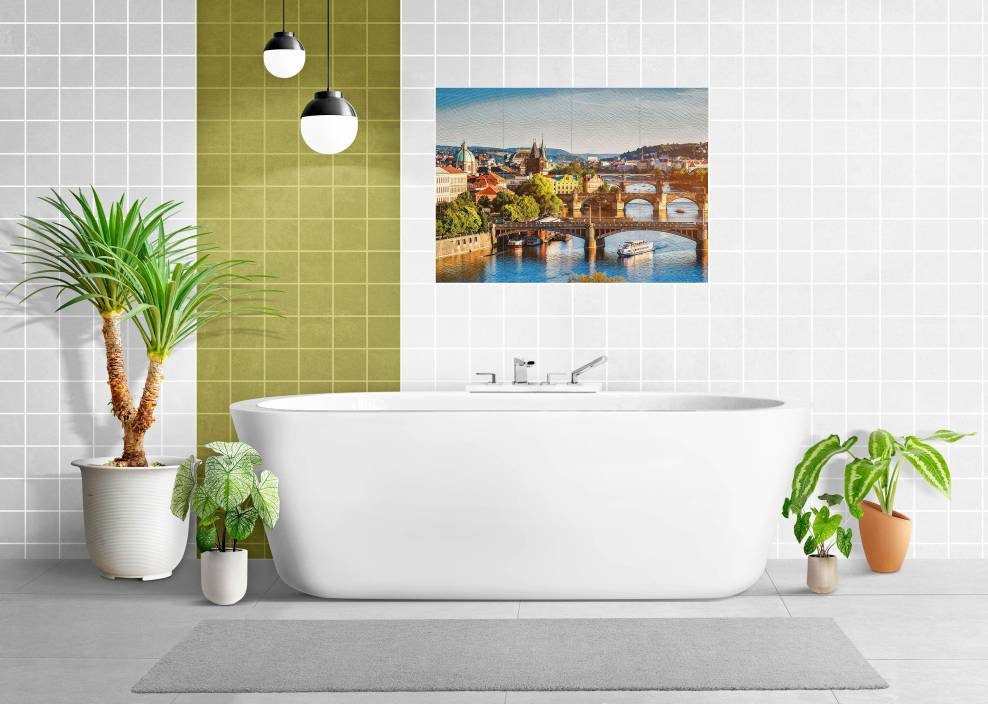 Tile Mural/Mosaic Ceramic of Prague - Prague wall print - Czech Republic Wall Art - Tile Mural - Gloss Tiles - Tile Mosaic - Shower tiles