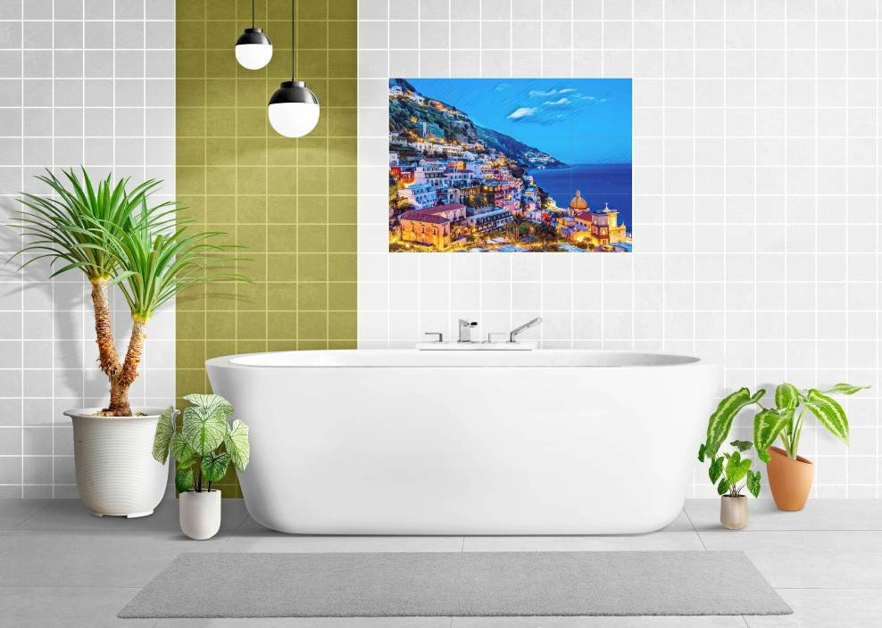 Tile Mural/Mosaic Ceramic Panel of Positano - Positano wall print - Positano Wall Art - Positano Tile Mural - Gloss Tiles - Tile Mosaic