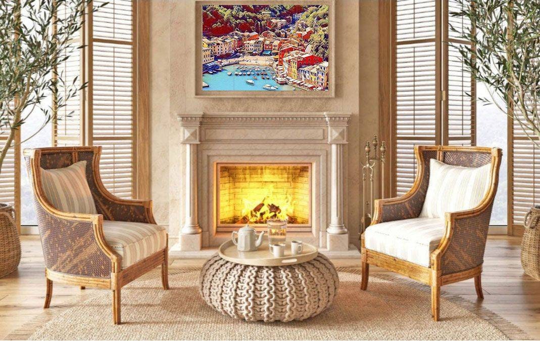 Tile Mural/Mosaic Ceramic Panel of Portofino Italy - Portofino wall print - Portofino Wall Art - Tile Mural - Gloss Tiles - Tile Mosaic