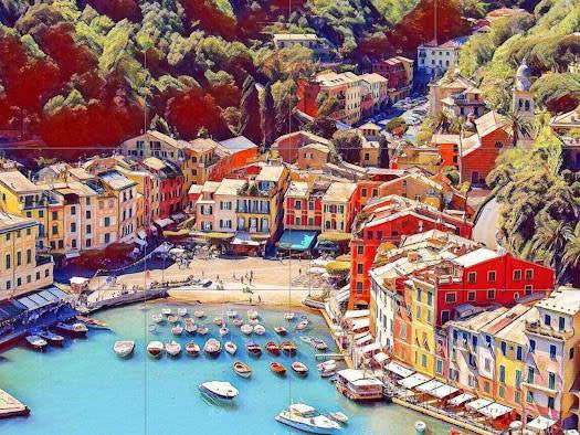 Tile Mural/Mosaic Ceramic Panel of Portofino Italy - Portofino wall print - Portofino Wall Art - Tile Mural - Gloss Tiles - Tile Mosaic