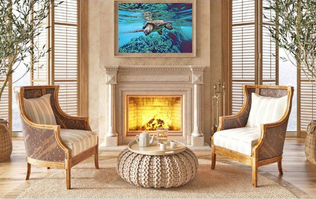 Tile Mural/Mosaic Ceramic Panel of an Ocean Undersea Sea Turtle - Underwater Wall Nature Art Print - Tile Mural - Gloss Tiles - Tile Mosaic