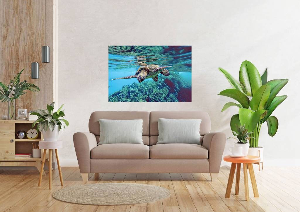 Tile Mural/Mosaic Ceramic Panel of an Ocean Undersea Sea Turtle - Underwater Wall Nature Art Print - Tile Mural - Gloss Tiles - Tile Mosaic