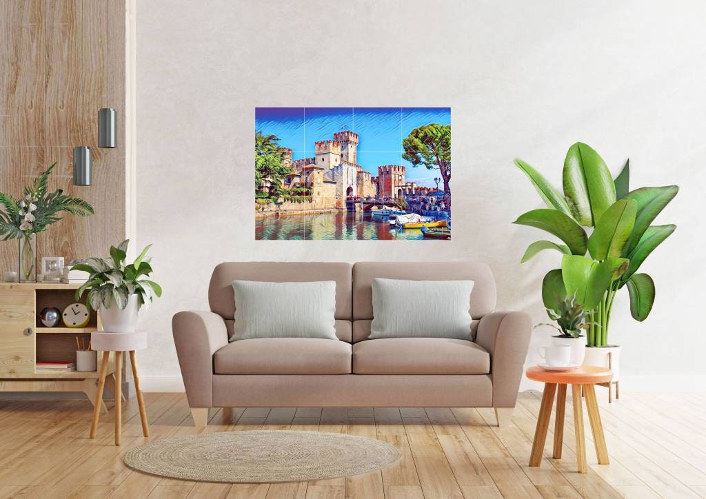 Tile Mural/Mosaic Ceramic Panel of Sirmione -Sirmione wall print - Lake Garda wall print -Tile Mural -Home decor -Tile Mosaic - Accent tiles