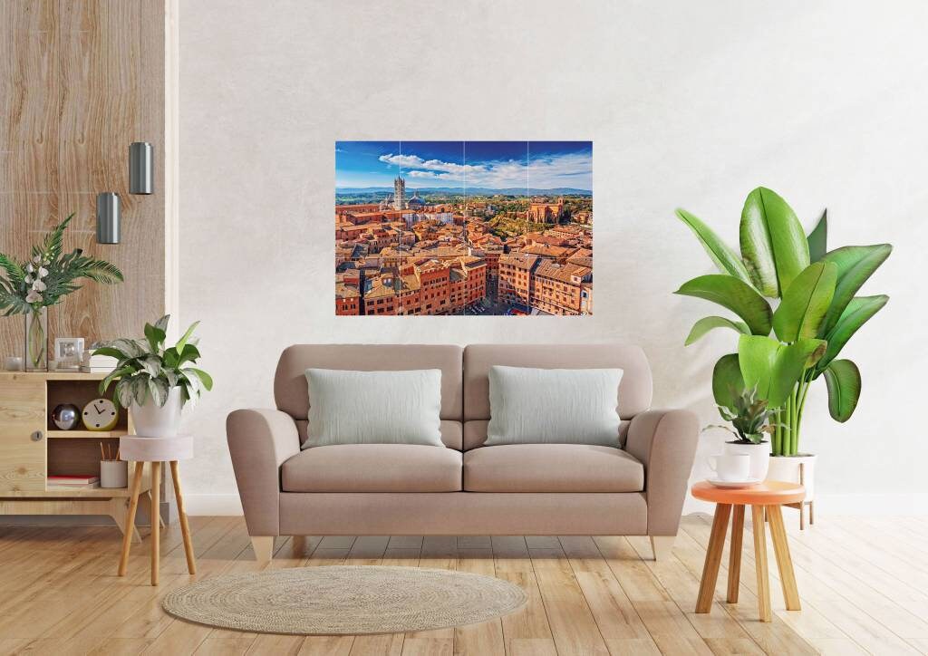 Tile Mural/Mosaic Ceramic Panel of Siena Tuscany - Tuscany town Landscape - Italy Wall Art Print - Tile Mural - Gloss Tiles - Tile Mosaic