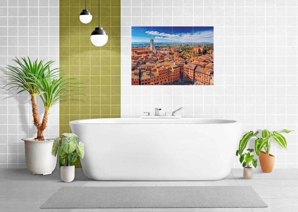 Tile Mural/Mosaic Ceramic Panel of Siena Tuscany - Tuscany town Landscape - Italy Wall Art Print - Tile Mural - Gloss Tiles - Tile Mosaic