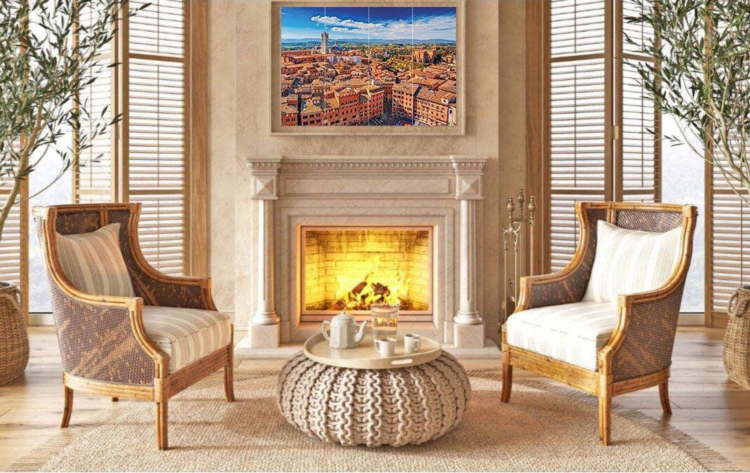 Tile Mural/Mosaic Ceramic Panel of Siena Tuscany - Tuscany town Landscape - Italy Wall Art Print - Tile Mural - Gloss Tiles - Tile Mosaic