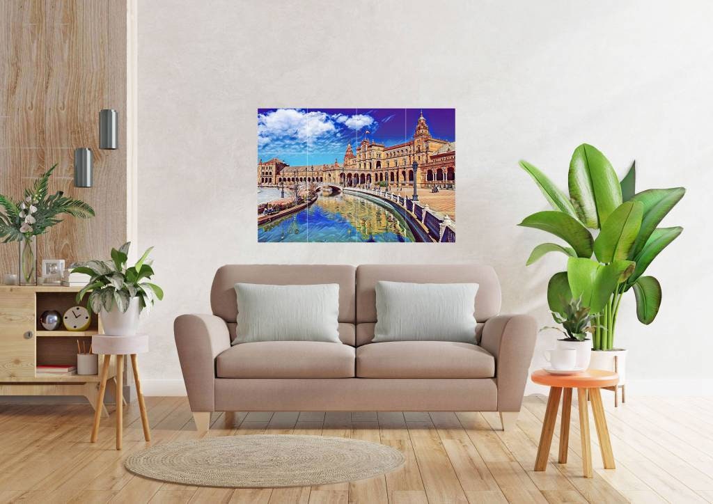 Tile Mural/Mosaic Ceramic Panel of Sevilla City - Sevilla wall print- Sevilla wall art - Spain wall print - Gloss Tiles - Tile Mosaic