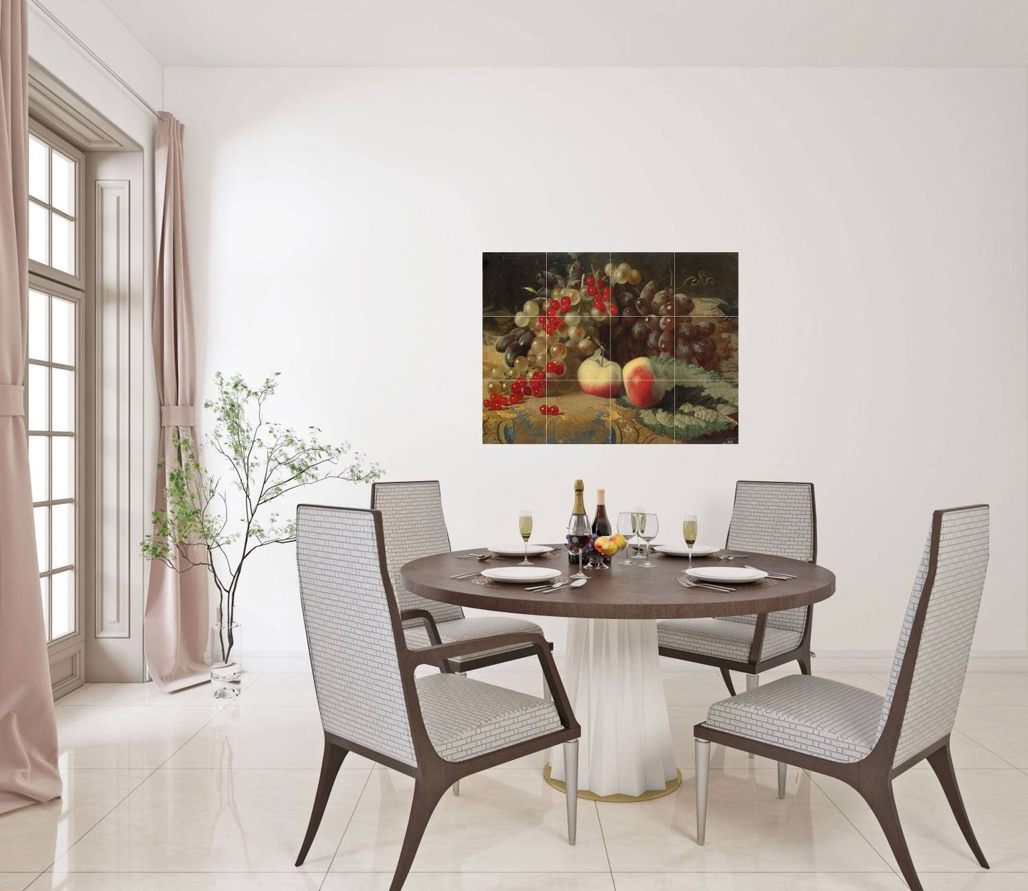 Tile Mural/Mosaic Ceramic of a Fruit Still Life Blaise- Alexandre Desgoffe - Tile Mural -Gloss Tiles - Kitchen Tile Mosaic - Fruits Wall Art