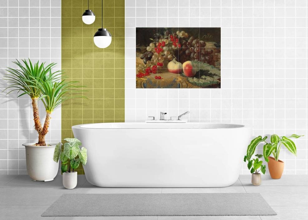 Tile Mural/Mosaic Ceramic of a Fruit Still Life Blaise- Alexandre Desgoffe - Tile Mural -Gloss Tiles - Kitchen Tile Mosaic - Fruits Wall Art