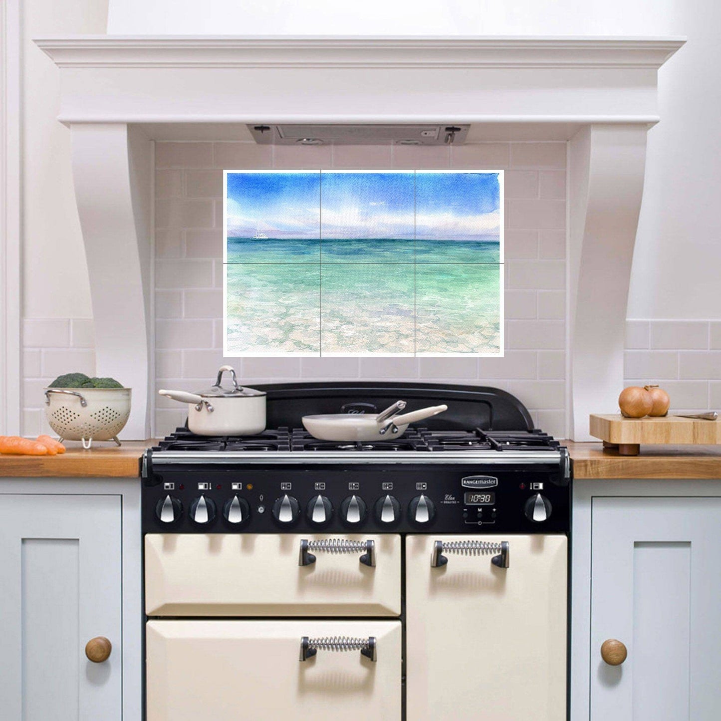 Tile Mural/Mosaic Ceramic Panel of Watercolor Ocean Waves- Sea Mural - Ocean Waves Wall Mural - Wall Art -Tile Mural - Landscape Tile Mosaic