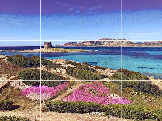 Stintino Sardinia Tile Mural/Mosaic Ceramic Panel - Sardinia wall print - Sardinia Wall Art - Tile Mural - Gloss Tiles - Tile Mosaic