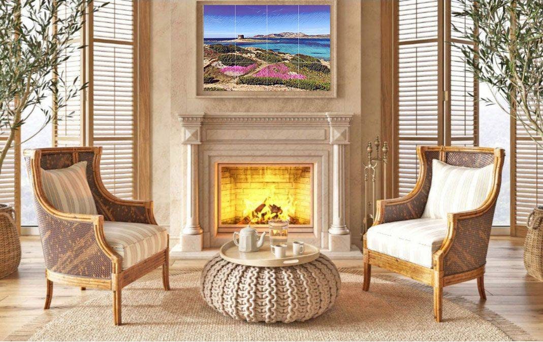 Stintino Sardinia Tile Mural/Mosaic Ceramic Panel - Sardinia wall print - Sardinia Wall Art - Tile Mural - Gloss Tiles - Tile Mosaic