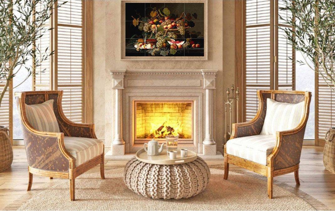 Tile Mural/Mosaic Ceramic of Severin Roesen Still Life With Fruits - Fruit Tile Mural -Gloss Tiles - Kitchen Tile Mosaic - Fruits Wall Art