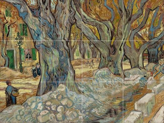 Tile Mural/Mosaic Ceramic Panel of Vincent van Gogh - The Large Plane Trees - Van Gogh Wall Art - Van Gogh Print - Tile Mosaic - Gloss Tiles