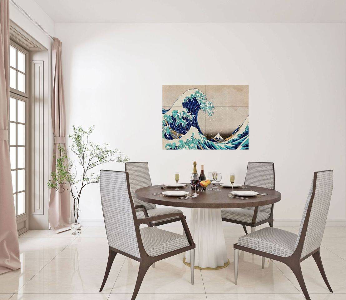 Tile Mural/Mosaic Ceramic Panel of The Great Wage Off Kanagawa - Hokusai wall print - Japanese Art - Hokusai art - Tile Mosaic Art
