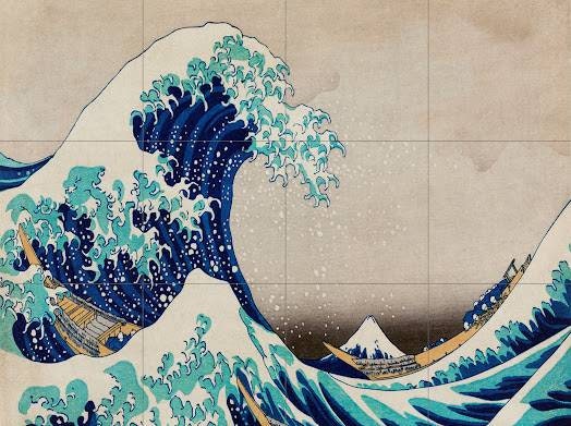 Tile Mural/Mosaic Ceramic Panel of The Great Wage Off Kanagawa - Hokusai wall print - Japanese Art - Hokusai art - Tile Mosaic Art