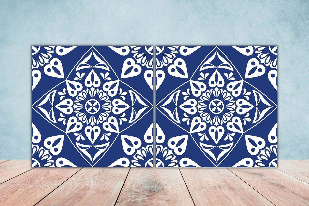 Portuguese Azulejo Tiles Design - Two 6 x 6 inches decorative ceramic tiles
