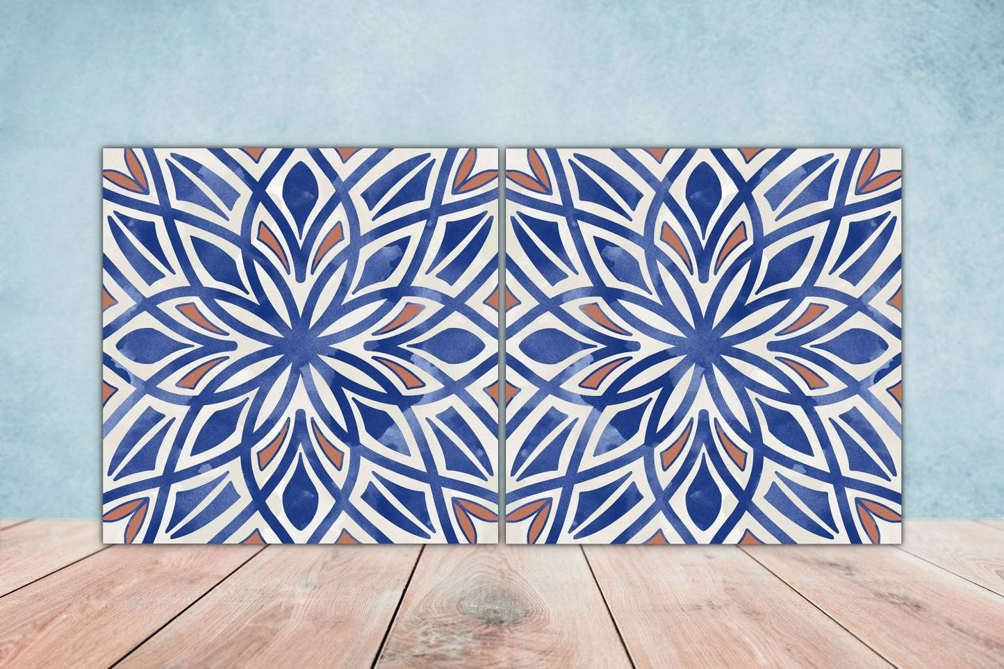 Portuguese Azulejo Tiles - Set of 2 Portuguese Wall Decor Tiles - Kitchen Backsplash Tiles, Table Decorative Tiles, Bathroom Tiles, Coaster