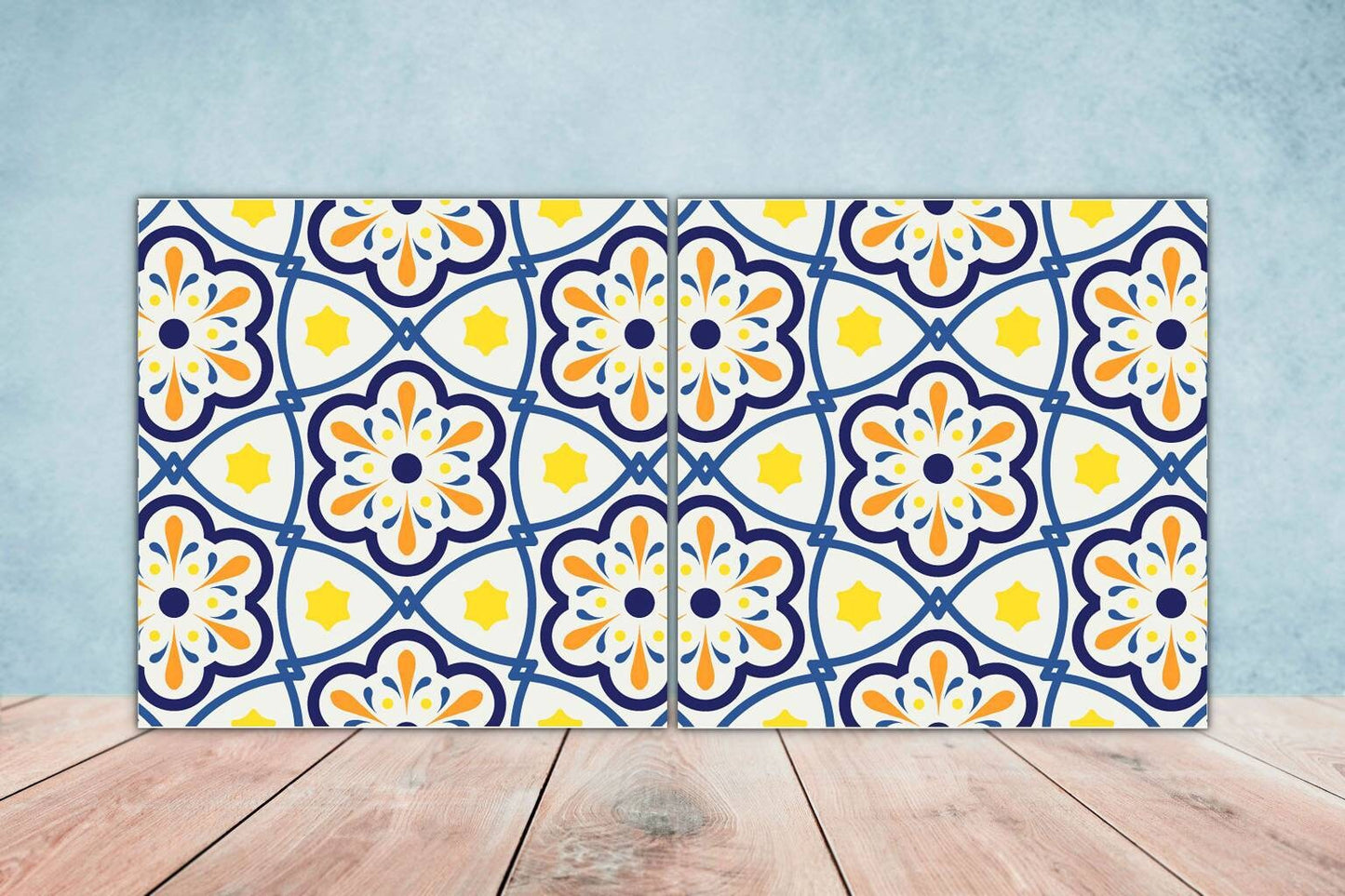 Spanish Ceramic Tiles - Set of 2 Spanish Wall Decor Tiles - Kitchen Backsplash Tiles, Table Decorative Tiles, Bathroom Tiles, Coaster