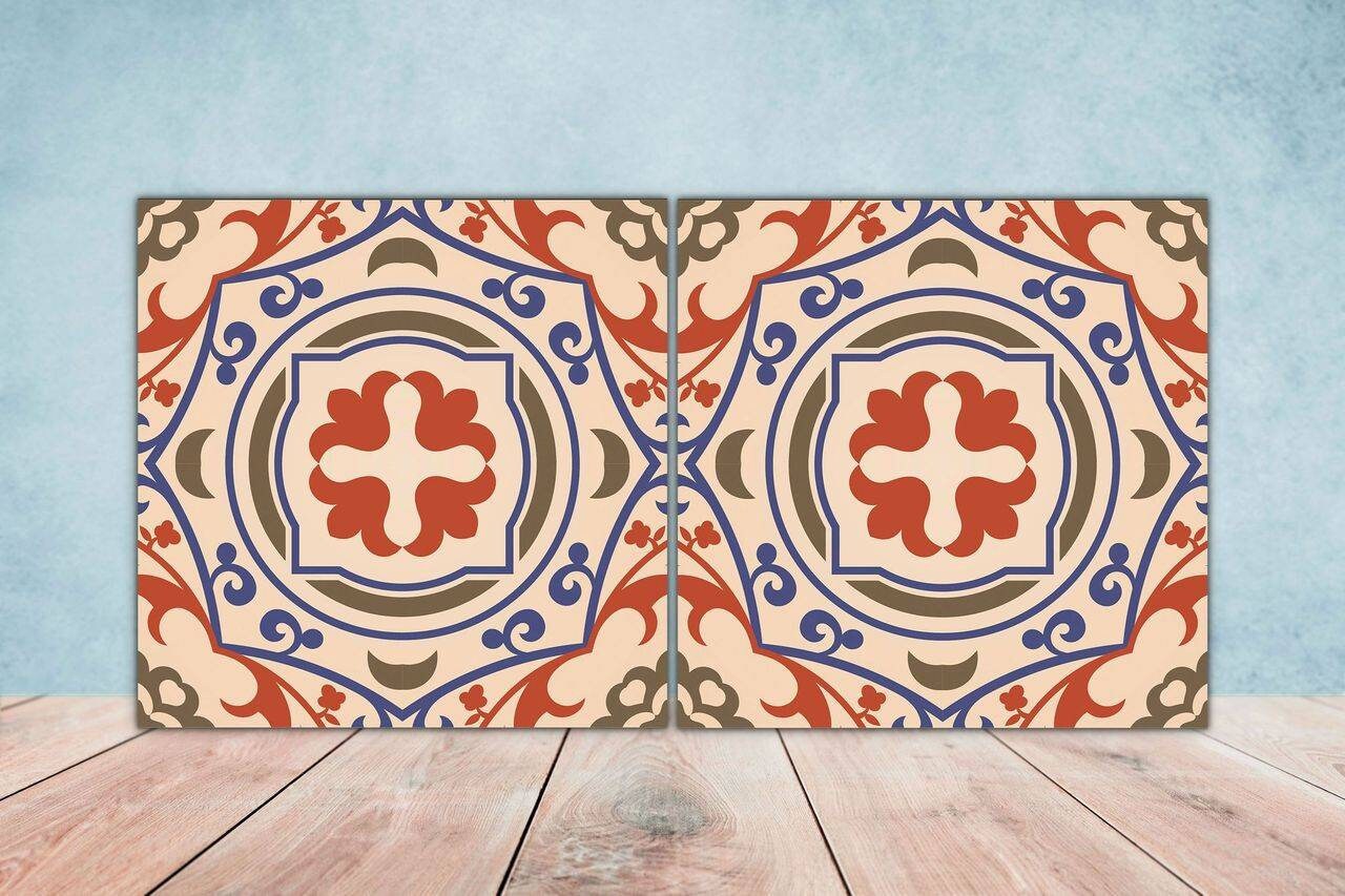 Spanish Ceramic Tiles - Set of 2 Spanish Wall Decor Tiles - Kitchen Backsplash Tiles, Table Decorative Tiles, Bathroom Tiles, Coaster