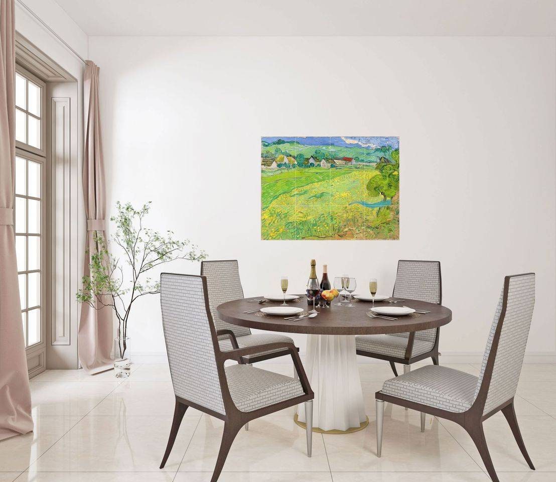 Tile Mural/Mosaic Ceramic Panel of Vincent van Gogh View of Vessenots Near Auvers - Van Gogh Wall Print- Tile Mosaic Art -Gloss Tiles