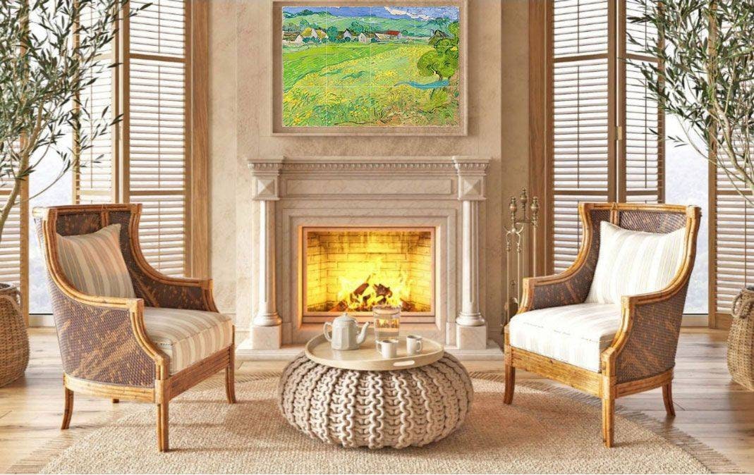 Tile Mural/Mosaic Ceramic Panel of Vincent van Gogh View of Vessenots Near Auvers - Van Gogh Wall Print- Tile Mosaic Art -Gloss Tiles