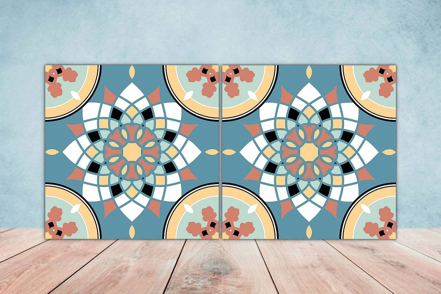 Spanish Ceramic Tiles - Set of 2 Spanish Wall Decor Tiles - Kitchen Backsplash Tiles, Table Decorative Tiles, Bathroom Tiles, Coaster