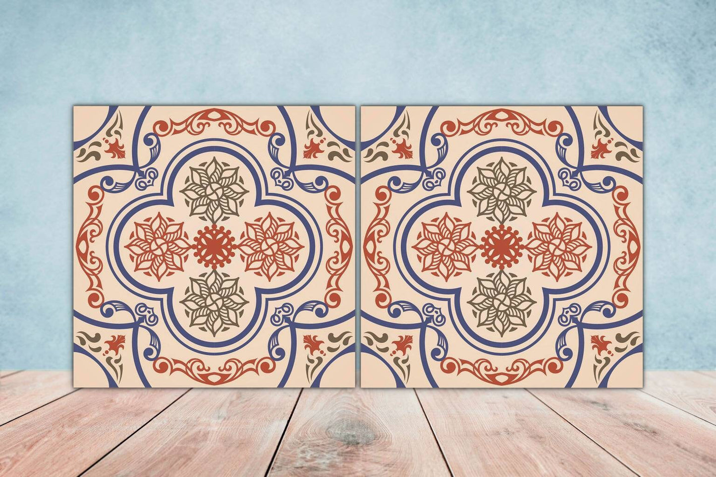 Spanish Ceramic Tiles - Set of 2 Spanish Wall Decor Tiles - Kitchen Backsplash Tiles, Table Decorative Tiles, Bathroom Tiles, Coaster