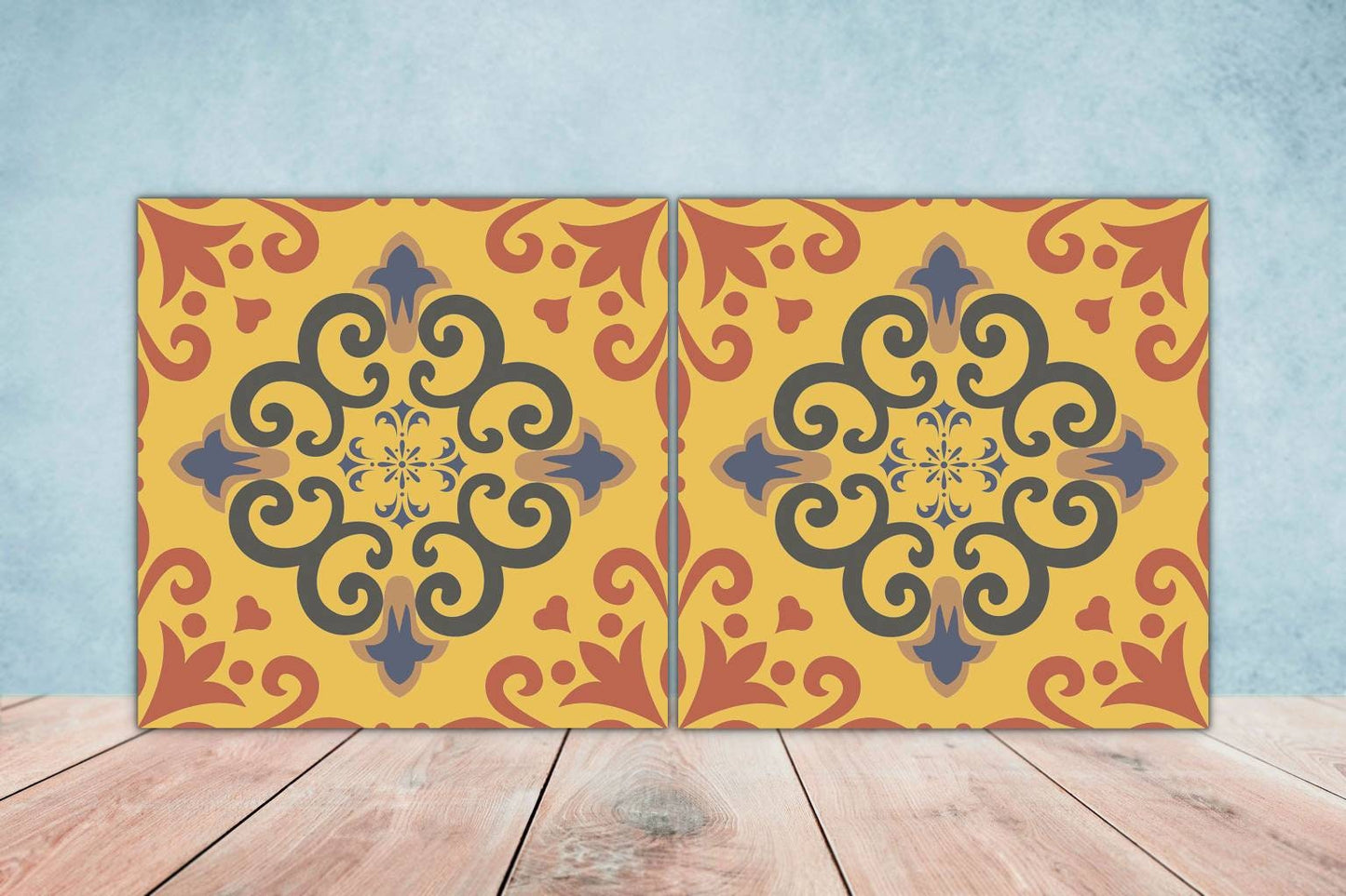 Spanish Ceramic Tiles - Set of 2 Spanish Wall Decor Tiles - Kitchen Backsplash Tiles, Table Decorative Tiles, Bathroom Tiles, Coaster