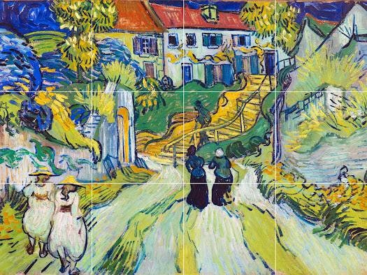 Tile Mural/Mosaic Ceramic Panel of Vincent Van Gogh Stairway at Auvers - Nature Art - Tile Mural - Gloss Tiles - Tile Mosaic