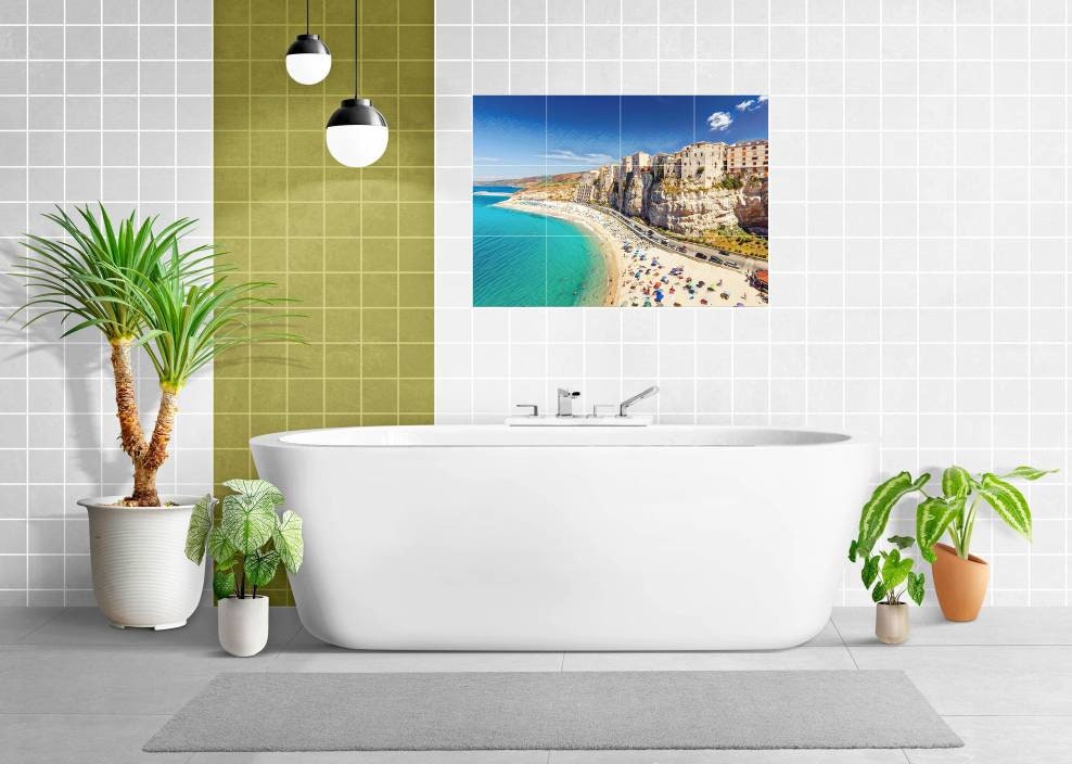 Tile Mural/Mosaic Ceramic Panel of Tropea - Tropea wall print - Calabria wall print -Tropea Wall Art - Tile Mural - Gloss Tiles -Tile Mosaic