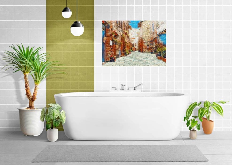 Tile Mural/Mosaic Ceramic Panel of Tuscany Italy Wall Art - Italian Landscape Mural - Tile Mural - Gloss Tiles -Tile Mosaic - Italian Art