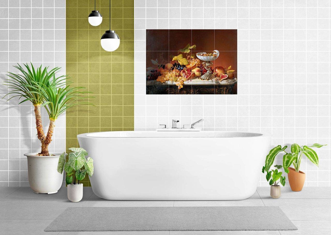 Tile Mural/Mosaic Ceramic of Wilhelm Preyer Tropical Fruits - Fruit Tile Mural - Tropical Tile Mosaic - Fruits Wall Art Print -Kitchen tiles