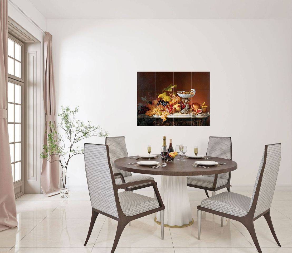 Tile Mural/Mosaic Ceramic of Wilhelm Preyer Tropical Fruits - Fruit Tile Mural - Tropical Tile Mosaic - Fruits Wall Art Print -Kitchen tiles