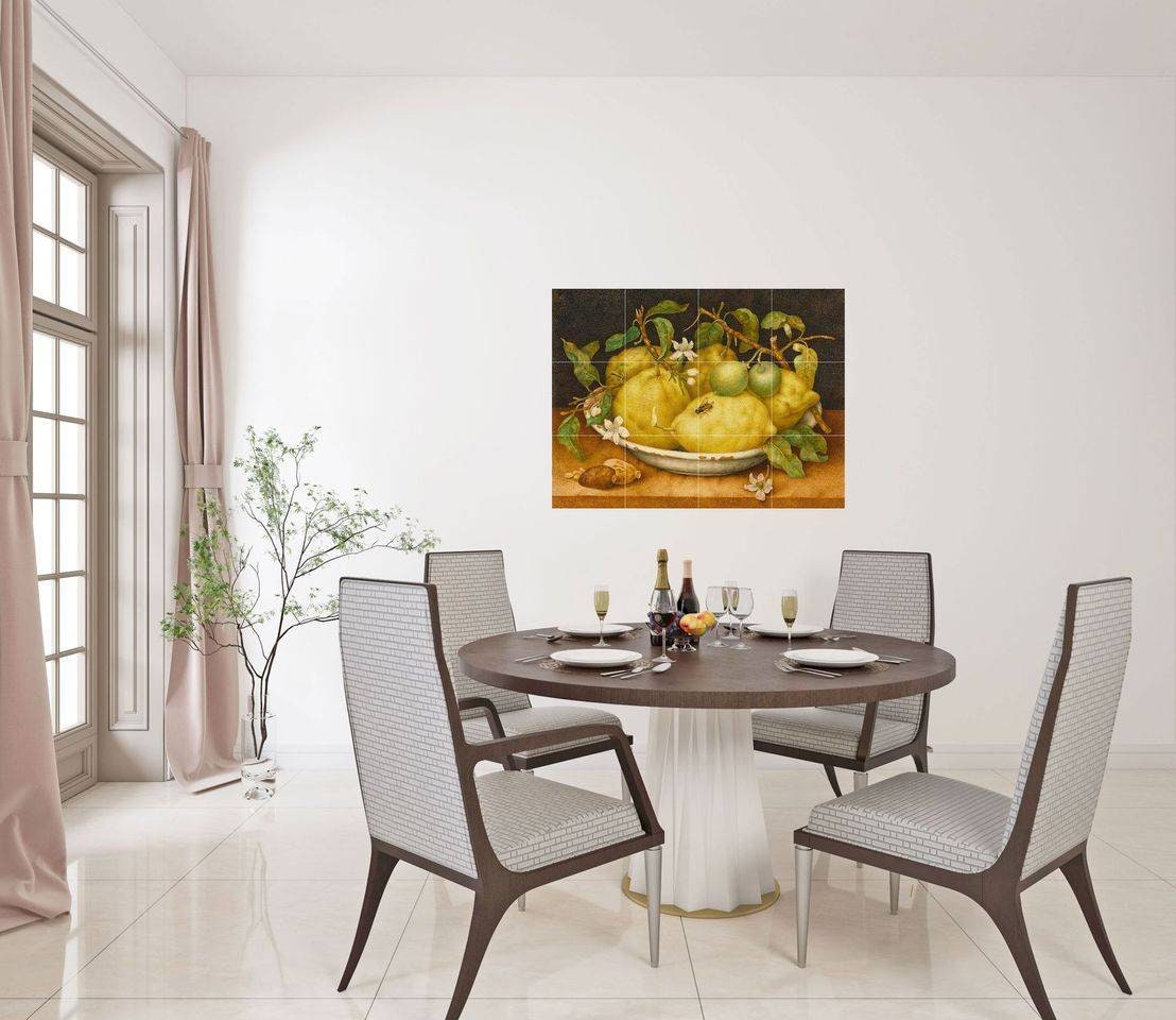 Tile Mural/Mosaic Ceramic of Still Life with Bowl of Citrons -Giovanna Garzoni print - Lemons print- Tile Mosaic -Wall Art Print -Home Decor