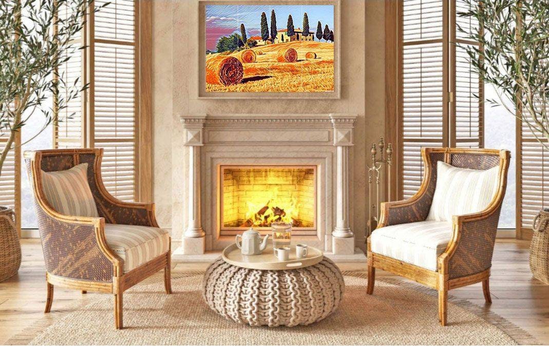 Tile Mural/Mosaic Ceramic Panel of Tuscany Hills - Tuscany wall print - Colourful Wall Art - Tile Mural - Italian Home decor- Tile Mosaic