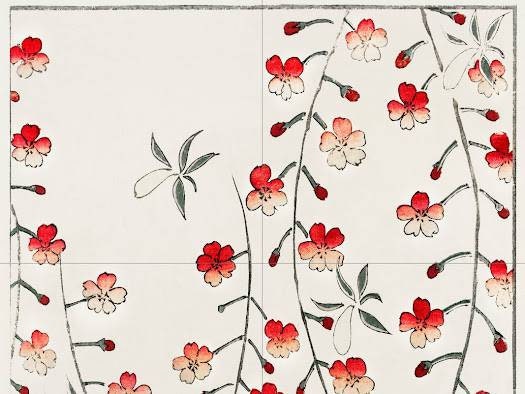 Tile Mural/Mosaic Ceramic Panel of Cherry Blossom - Bijutsu Sekai - Sakura Print - Flower Mural - Japanese Mural - Gloss Tiles - Tile Mosaic