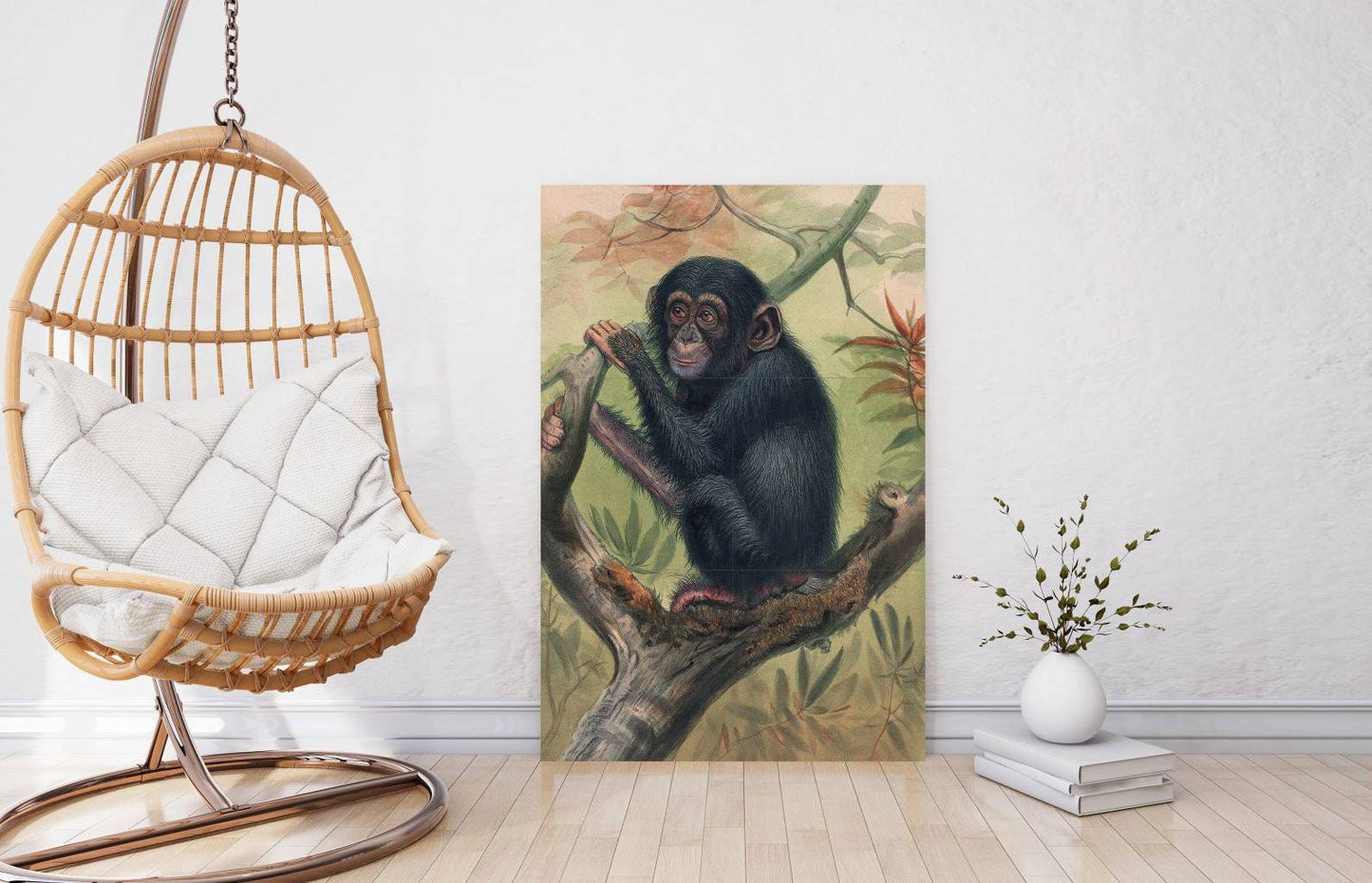Tile Mural/Mosaic Ceramic Panel of Chimpanzee - Joseph Wolf - Monkey Wall Art Print Decor - Chimpanzee Painting - Gloss Tiles - Tile Mosaic
