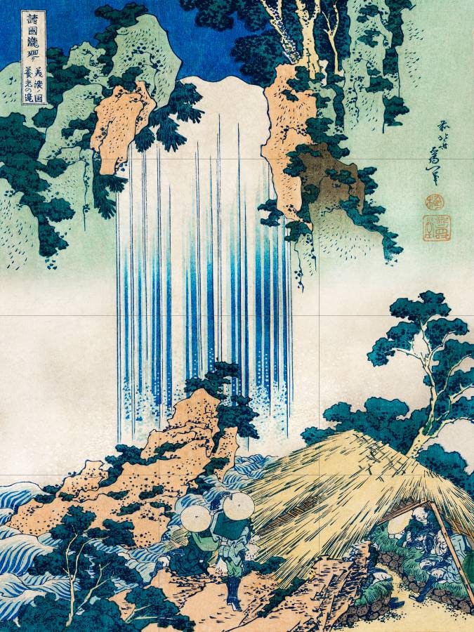 Tile Mural/Mosaic Ceramic Panel of Yoro Waterfall in Mino Province - Katsushika Hokusai Art Print-Japanese Mural - Gloss Tiles - Tile Mosaic